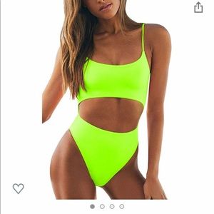 Neon green bathing suit